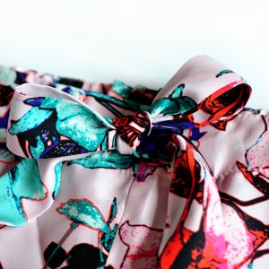 Floral Silk Pajama Pants Detail
